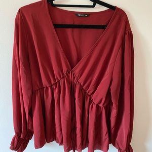 Red SHEIN babydoll blouse